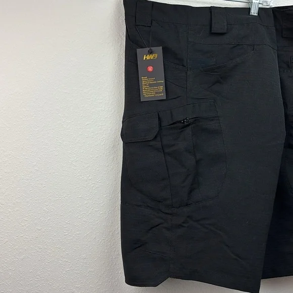BWT Black tactical poly cotton mid thigh shorts for walking, sports, leisure - Picture 5 of 7